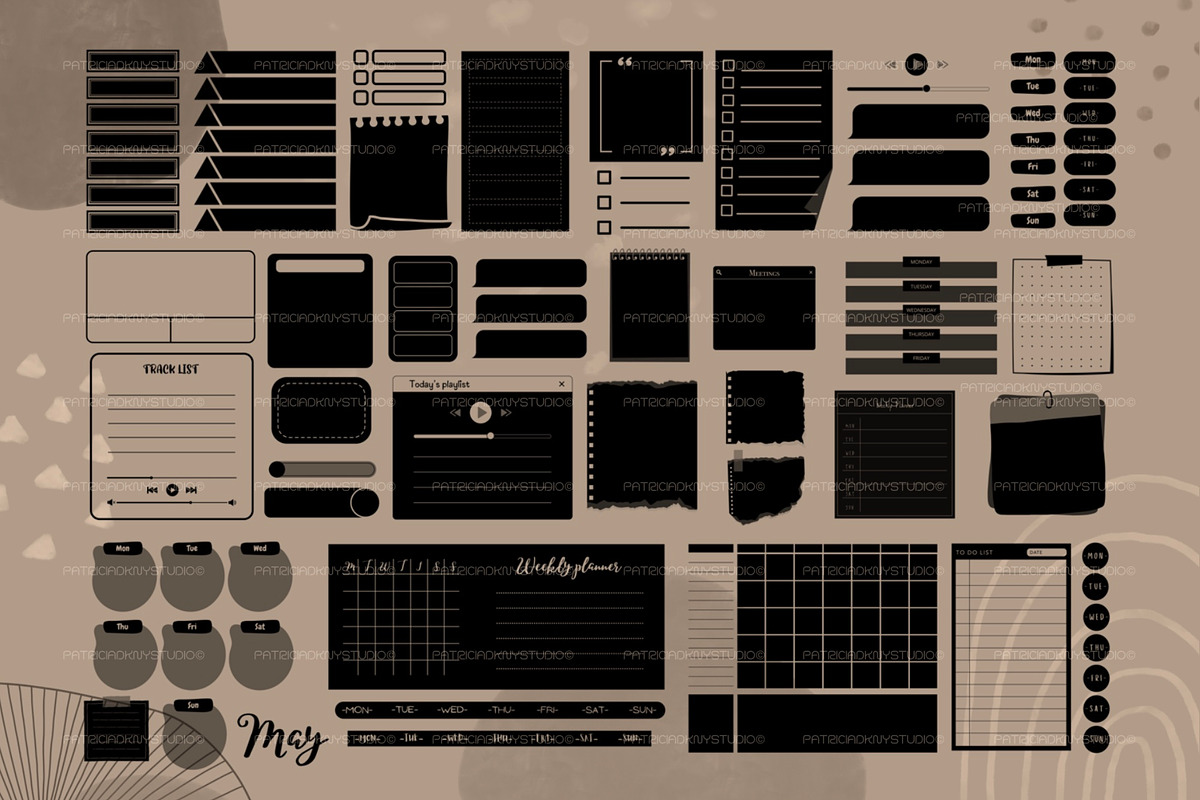 Procreate Digital planner brushes, a Brush Add-On by PDknyStudio