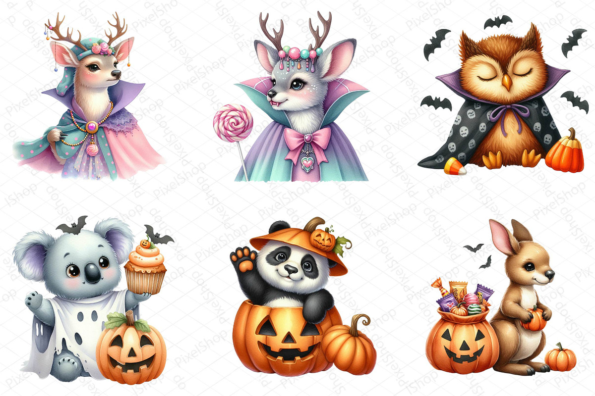 Halloween Animals Clipart, an Illustration by DreamPrint404 (Photo 2 of 5)