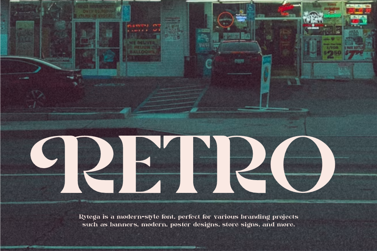 Rytega - Luxury Retro Font, a Serif Font by Iqsiart Studio (Photo 2 of 15)
