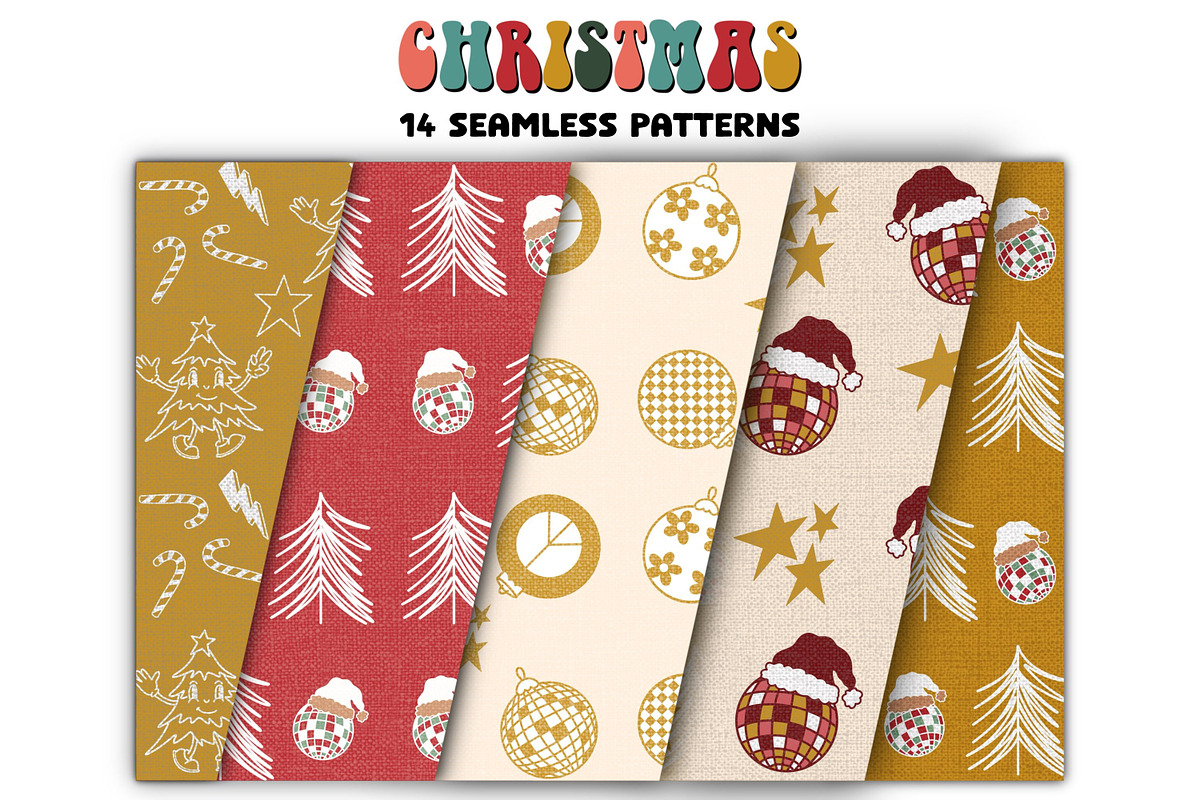 Groovy Christmas Clipart & Patterns, a Graphic by Brush Lab (Photo 6 of 7)