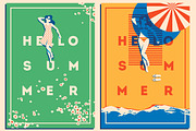 8 Summer Posters & Badge #1, a Decorative Illustration by Alexander Baidin (Thumbnail 2 of 6)