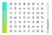 Vacation Line Icons Set, an Outline Icon by Voysla's Shop (Thumbnail 2 of 4)