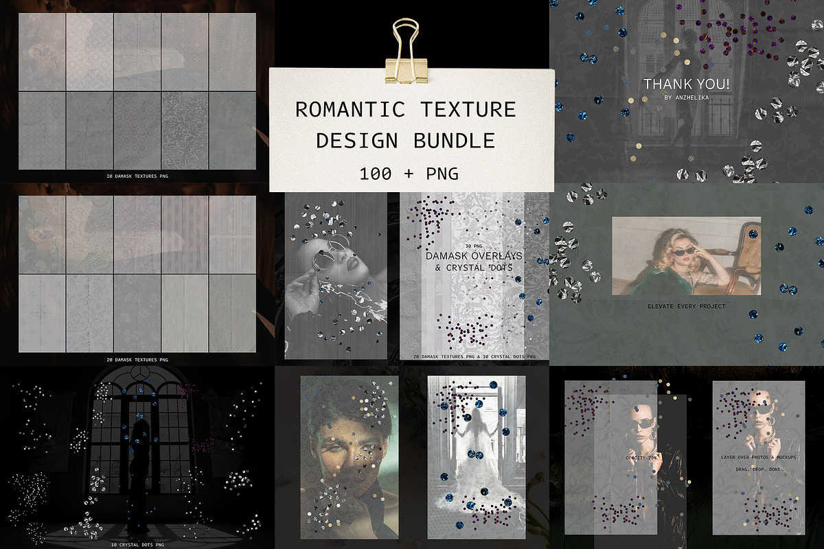 Damask & Crystal Dots Overlay Kit, a Texture Graphic by Anzhelika (Photo 7 of 9)