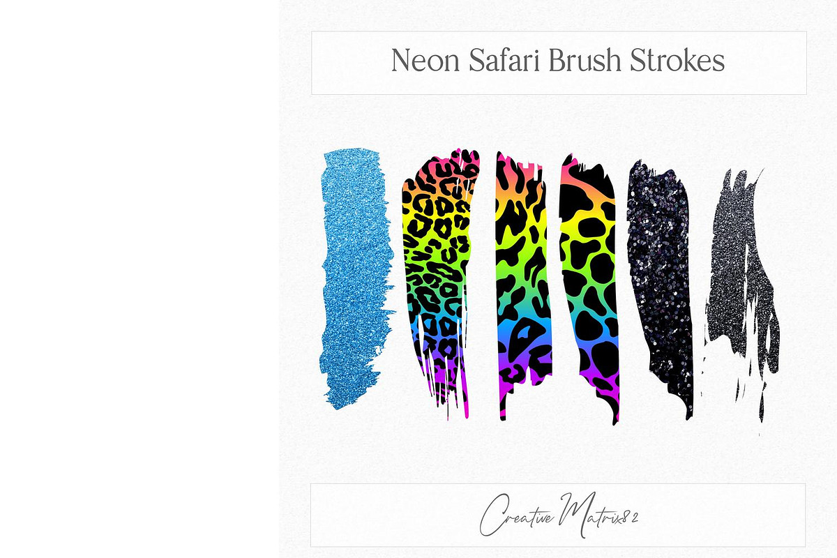 Neon Safari Brush Strokes Clipart, an Animal Illustration by Creative Matrix82 (Photo 4 of 5)