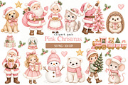 Pink Christmas Clipart Bundle, a Seasonal Illustration by Villa 11 Estudio (Thumbnail 1 of 7)