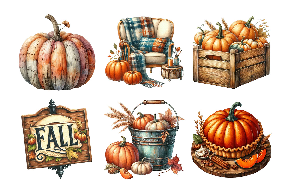 Vintage Fall Decorations Clipart, an Illustration by Daily.Designs (Photo 2 of 5)