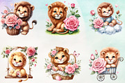 Watercolor Cute Baby Lion Clipart Bu, an Animal Illustration by Craft Nest (Thumbnail 2 of 3)