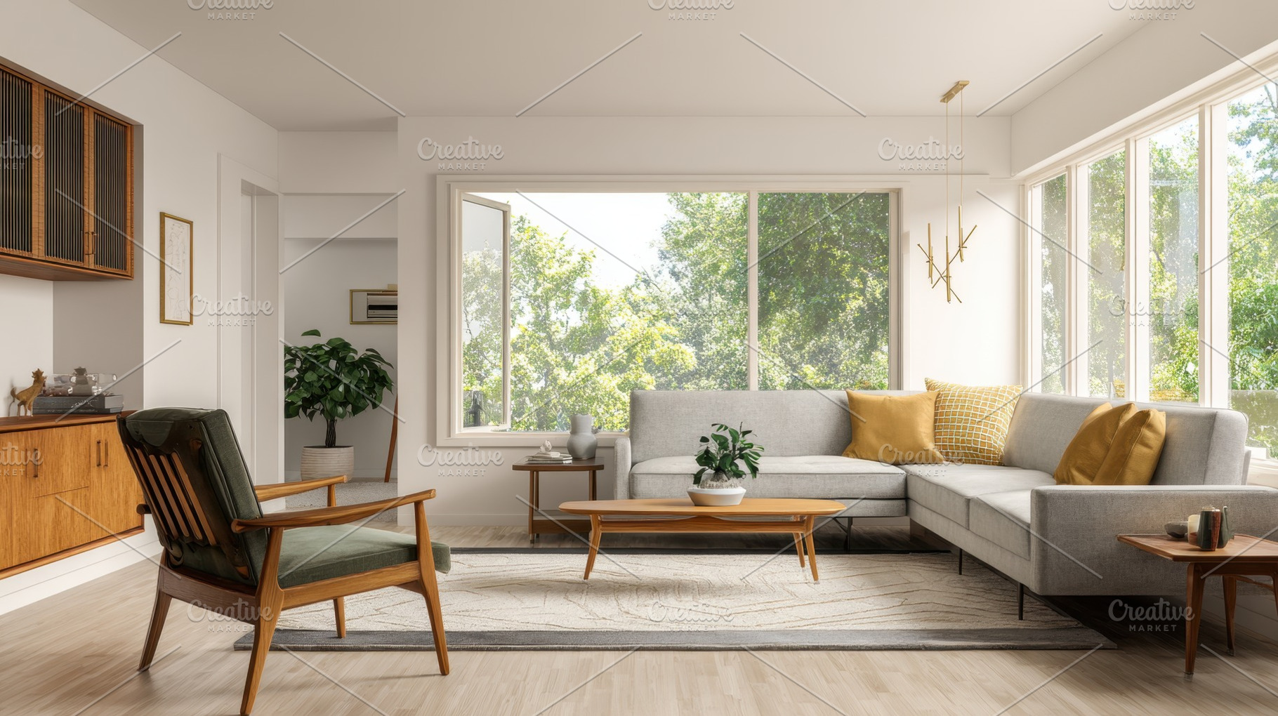 Spacious living room with plants, a Photo by Beautiful things