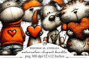 Valentines Whimsical Animals Clipart, an Illustration by Designking (Thumbnail 1 of 5)