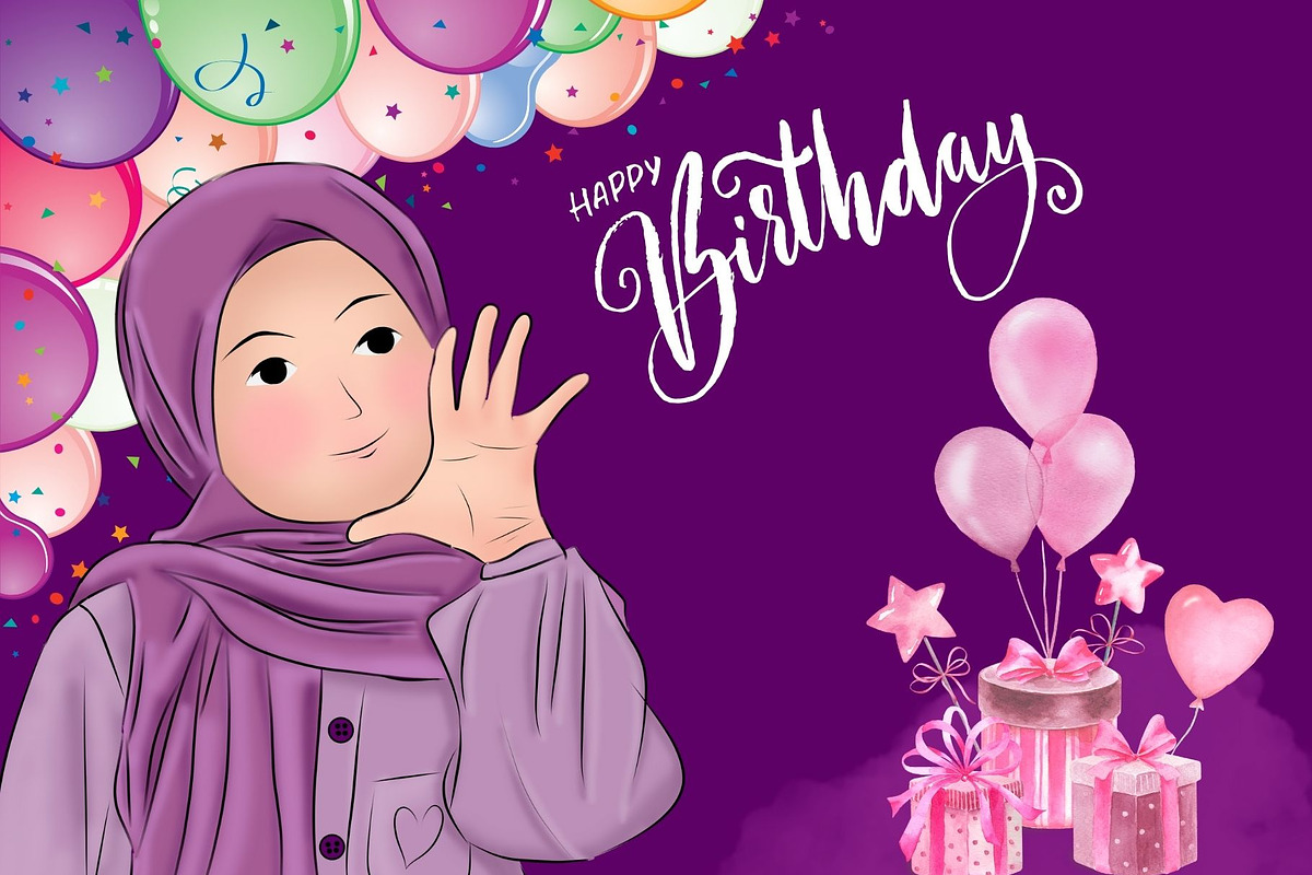 Creative Purple Birthday Card, a Print Template by MS Designer