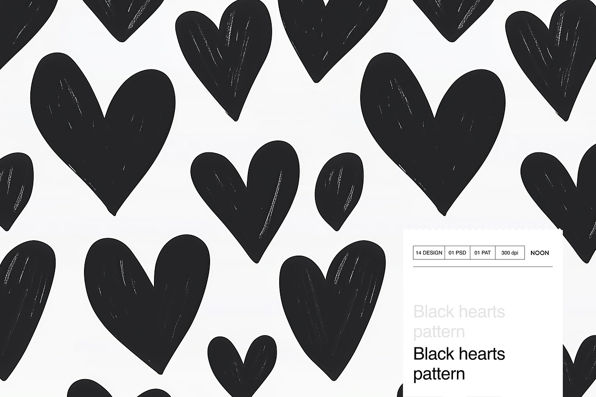 Black Hearts Pattern – Bold, Playful, a Pattern Graphic by Oday Noon (Photo 1 of 6)