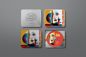 CD Case Mockup Metal Square Box Tin