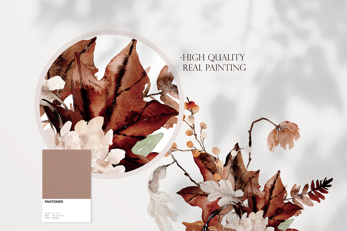 Watercolor Clipart - MAHOGANY FALL, a Decorative Illustration by Beigetime (Photo 4 of 15)