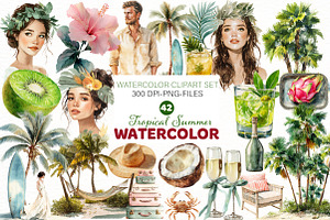Tropical Summer Clipart, an Illustration by Designworld