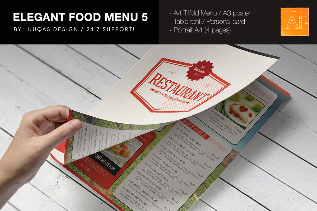 Elegant Food Menu 5, a Brochure Template by Luuqas Design (Photo 3 of 7)