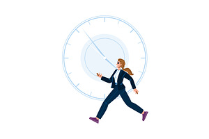 Businesswoman running against time, a Finance Illustration by pikepicture