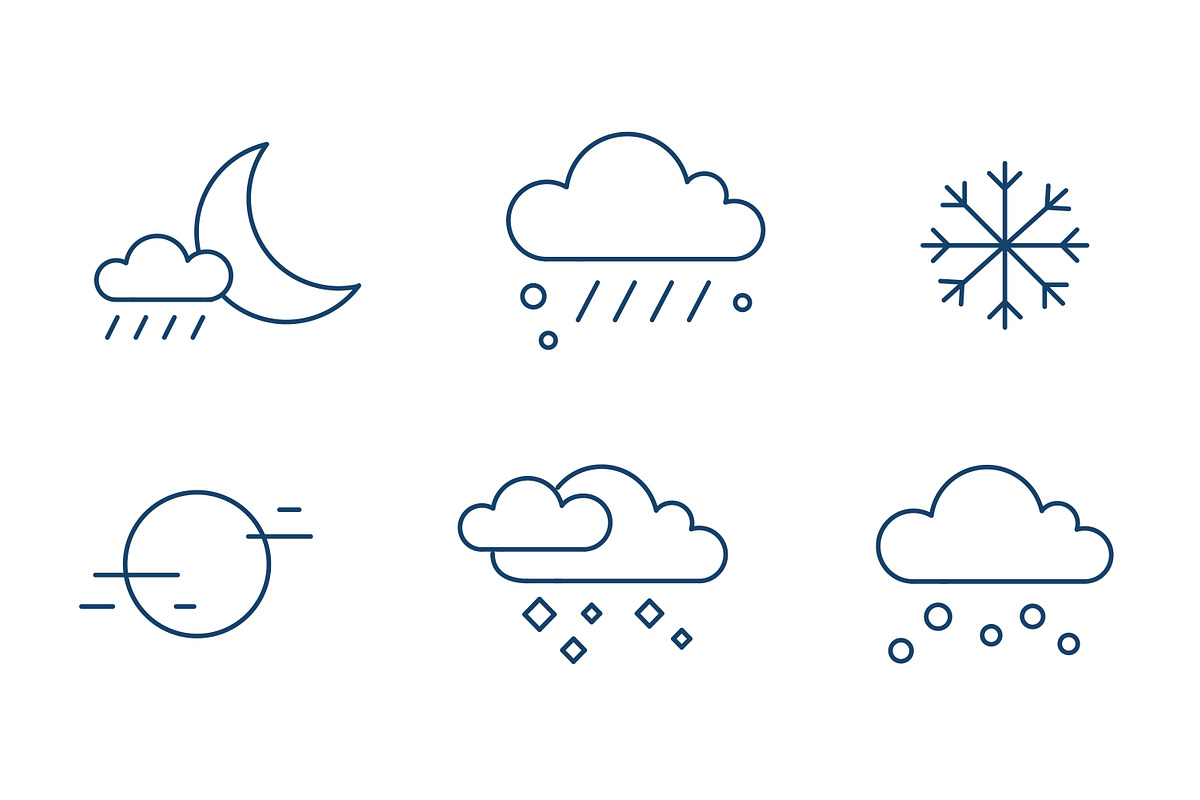 Weather forecast icons, line art set, an Outline Icon by Good Studio (Photo 5 of 7)