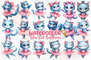 Blue Cat Ballerina Clipart, an Illustration by Designworld