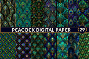 Peacock Digital Paper, a Texture Illustration by Designworld