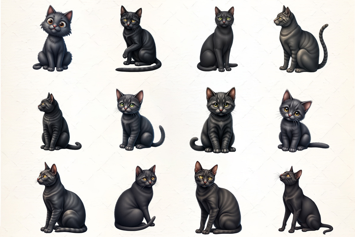 Black Cat Sitting Clipart, an Illustration by CrexoraLab (Photo 3 of 5)