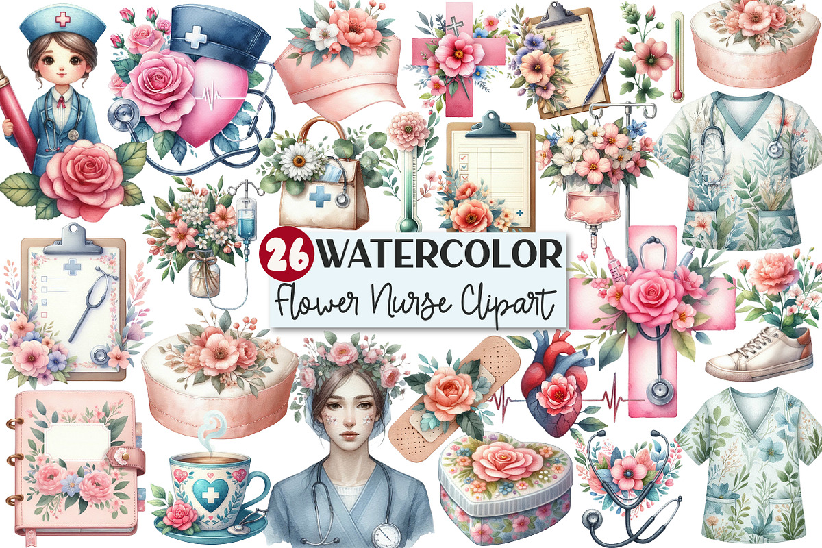 Flower Nurse Life Clipart, an Illustration by Rose Art (Photo 1 of 7)
