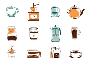 Set Of Coffee Shop Icons Vector