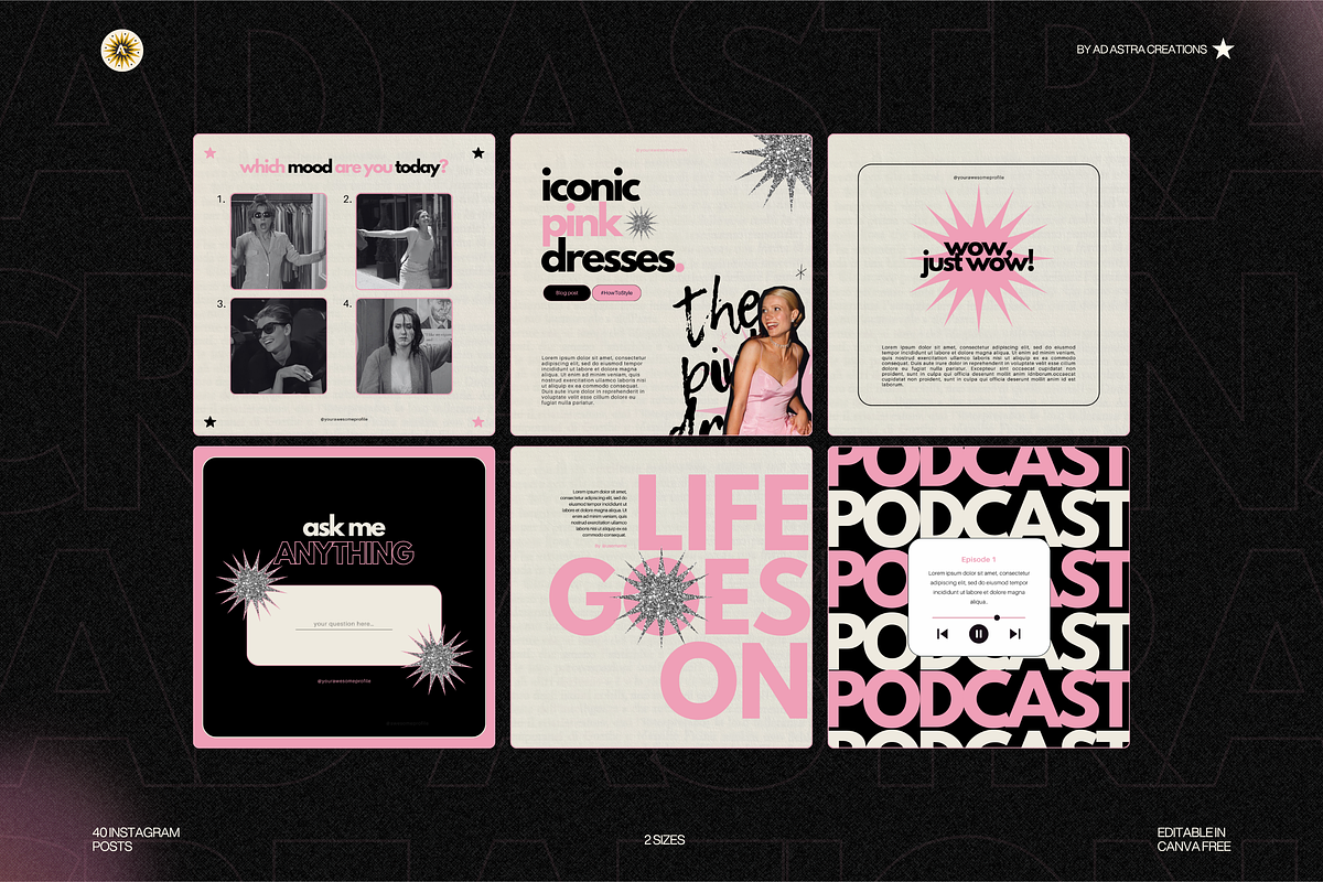 PINK AURA |Instagram Posts Templates, a Social Media Template by Ad Astra Creations (Photo 3 of 6)