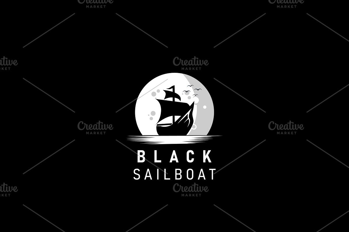 Black Sailor Ship Logo Design