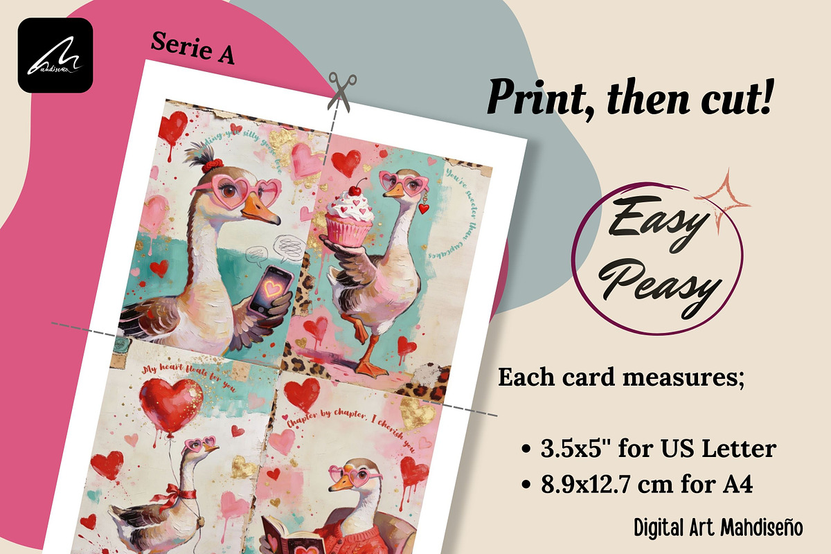 Sassy Goose Valentine Print Set Card, a Card Template by Digital Art Mahdiseño (Photo 8 of 11)