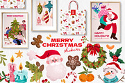 Merry Christmas clipart + patterns, a Seasonal Illustration by UnaAnya (Thumbnail 1 of 8)