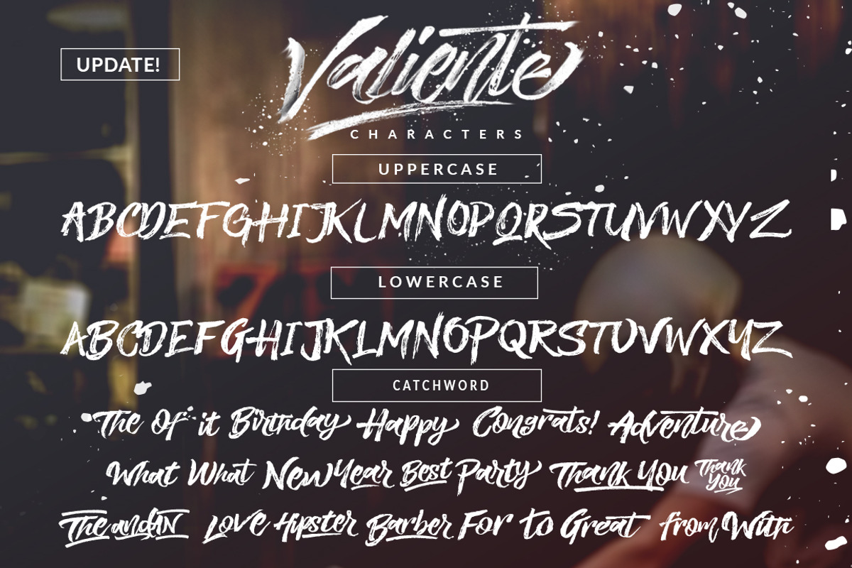 Valiente Brush (UPDATED), a Script Font by Dirtyline Studio (Photo 14 of 14)