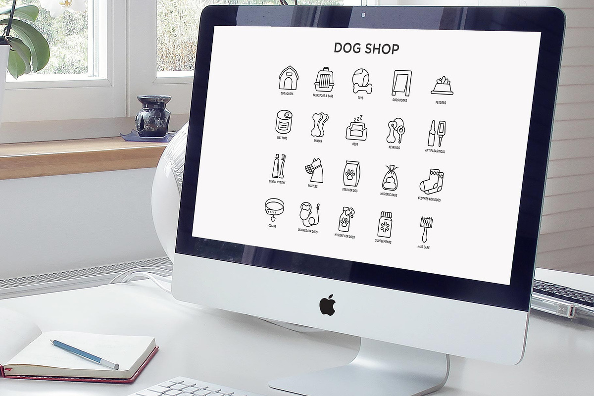 Dog Shop | 20 Thin Line Icons Set, an Outline Icon by Alex Blogoodf (Photo 8 of 11)