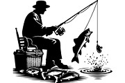 Vintage Fishing Scene Bundle, an Object Graphic by Designer_Momina (Thumbnail 4 of 13)