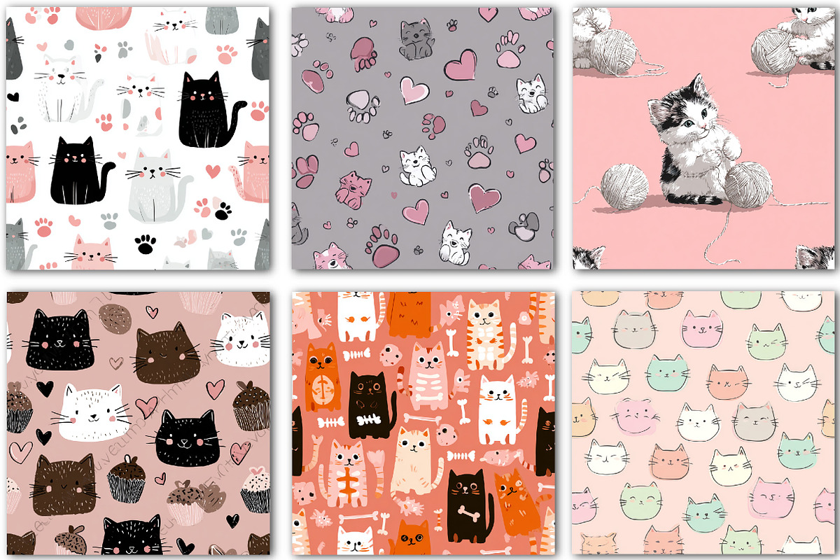 Funny cats digital paper, a Background Graphic by DreamCafeArt (Photo 3 of 4)