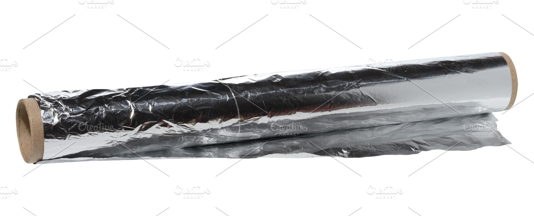 Roll of gray foil for baking and packaging food on a white backg, a Food & Drink Photo by ndanko