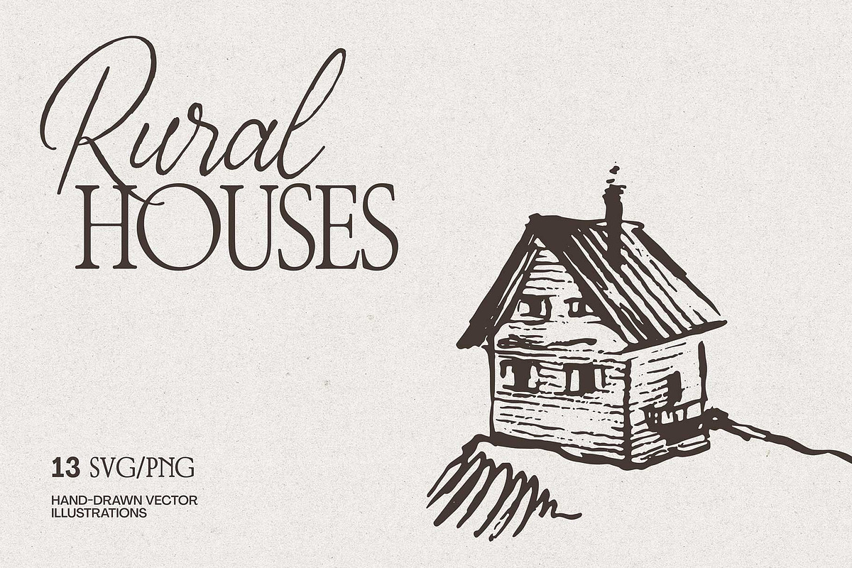 Rural House Sketches Collection, an Object Illustration by TheMountBirdStudio (Photo 1 of 6)