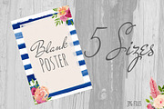 Watercolor striped floral poster, a Flyer Template by Prettiful Designs (Thumbnail 1 of 3)