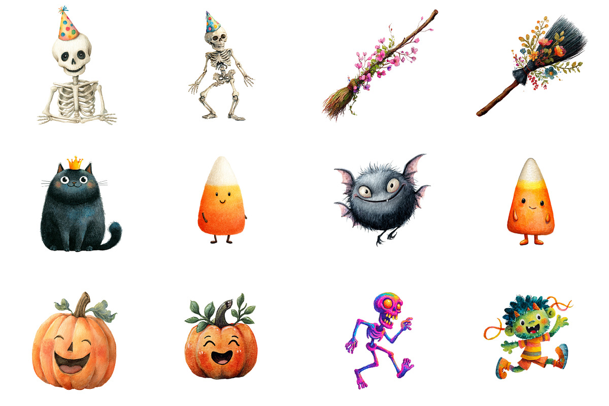 Quirky Halloween Sublimation Clipart, an Illustration by Design Market (Photo 2 of 3)