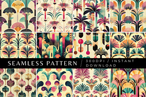 12 Sunset Deco Seamless Patterns, a Pattern Graphic by Inknfolly