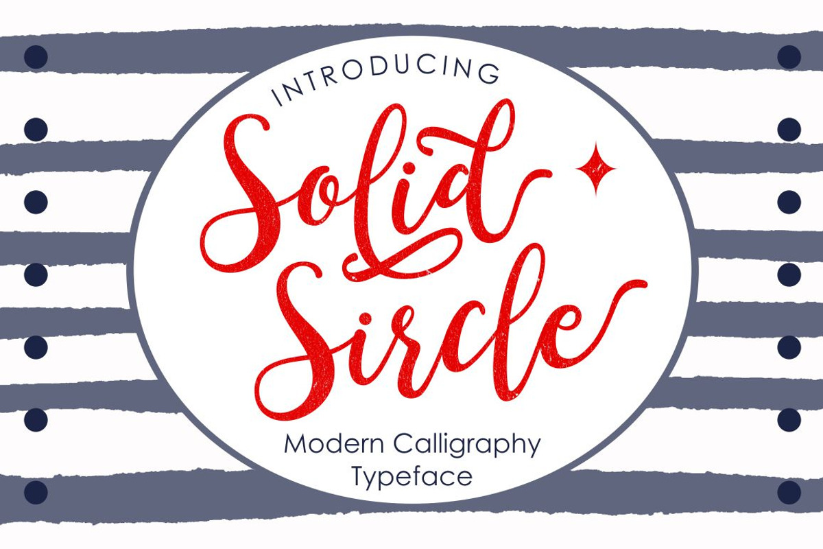 Solid Sircle, a Script Font by Alpha Bento (Photo 1 of 7)
