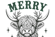 Funny Christmas Highland Cow, a Seasonal Illustration by DreamCafeArt (Thumbnail 7 of 7)
