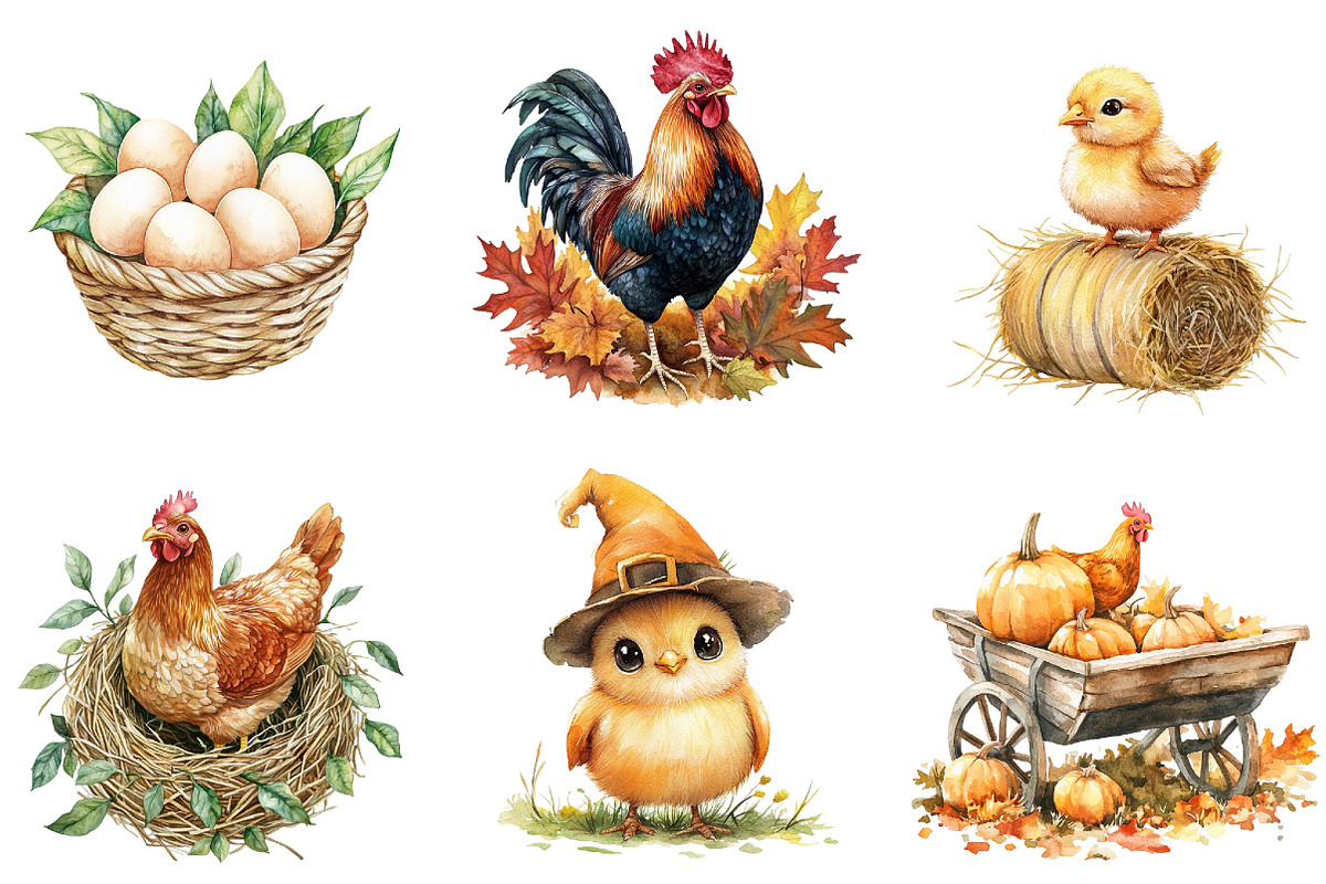 Autumn Chicken Coop Clipart, an Illustration by DreamArtGraphic (Photo 2 of 4)