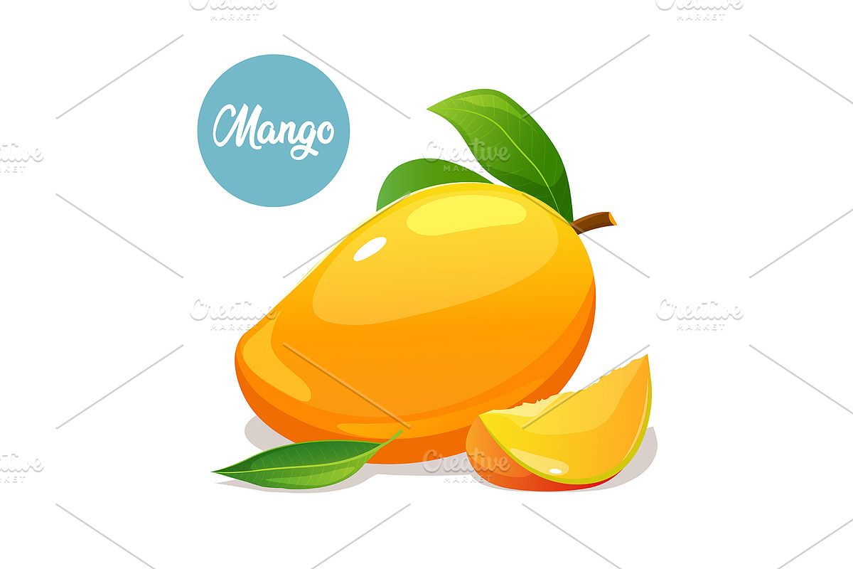 Juicy mango illustration, a Food Illustration by Elen_Art