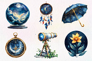 Watercolor Midnight Reverie Clipart, an Illustration by Dream Creation (Thumbnail 6 of 7)