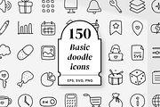 150 basic doodle icons, an Outline Icon by Pinkbrush (Thumbnail 1 of 5)