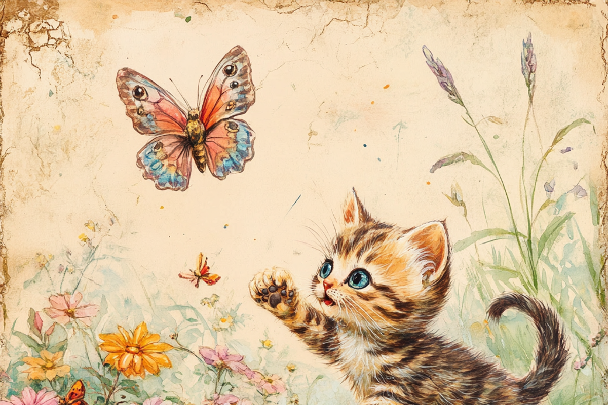 Watercolor Playful Kitten, a Background Graphic by Printable Treasure (Photo 4 of 7)