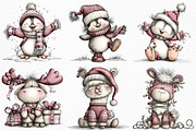 Funny Christmas Animals Clipart, an Illustration by Craft Nest (Thumbnail 4 of 6)