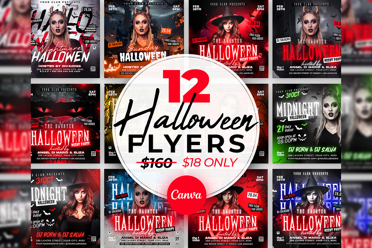 12 Halloween Party Flyers Bundle, a Flyer Template by FLYERHIVE (Photo 1 of 3)