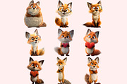 Funny Fox Clipart PNG Bundle, a Graphic by M9 Design (Thumbnail 4 of 9)