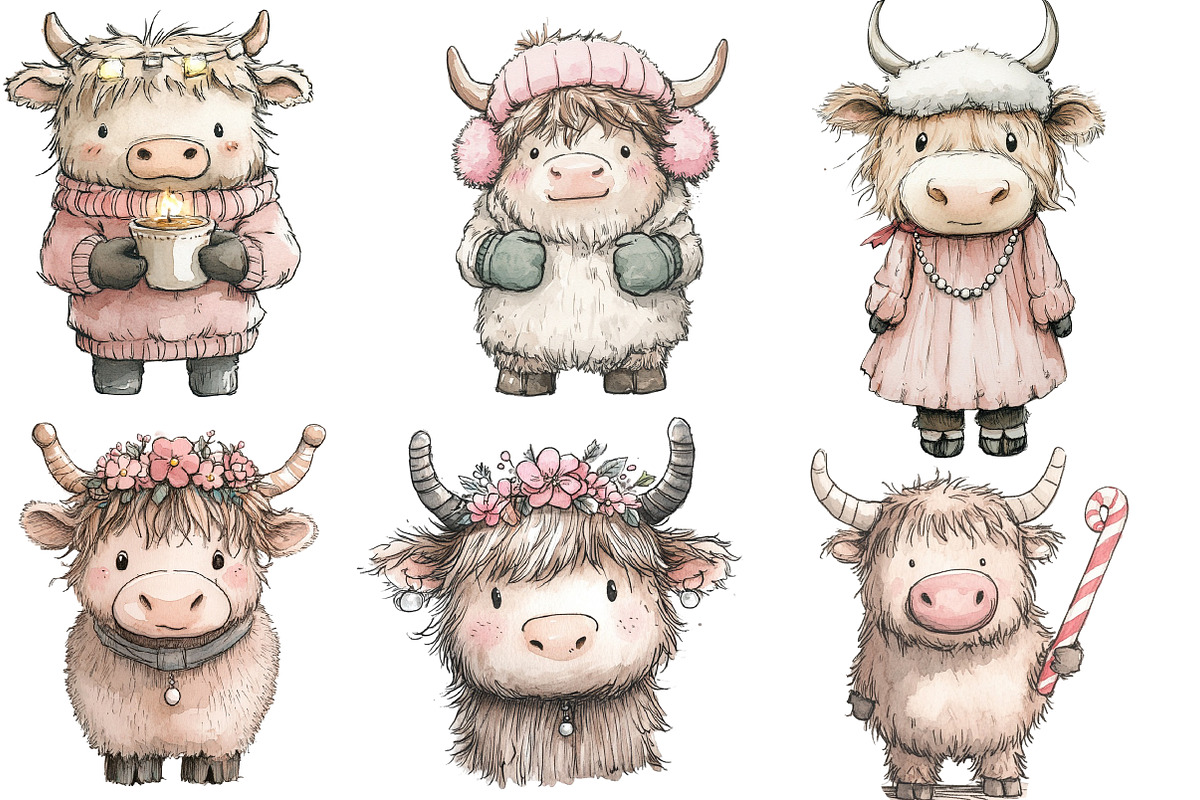 Cute Coquette Christmas Haighland, an Illustration by Designworld (Photo 3 of 4)